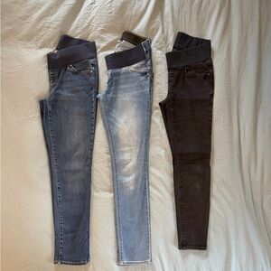 Women's Maternity Jeans Bundle - Blue, Light Blue, and Black